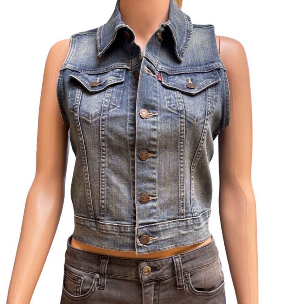 Levi's Blue Denim Vest Small Women's Classic
